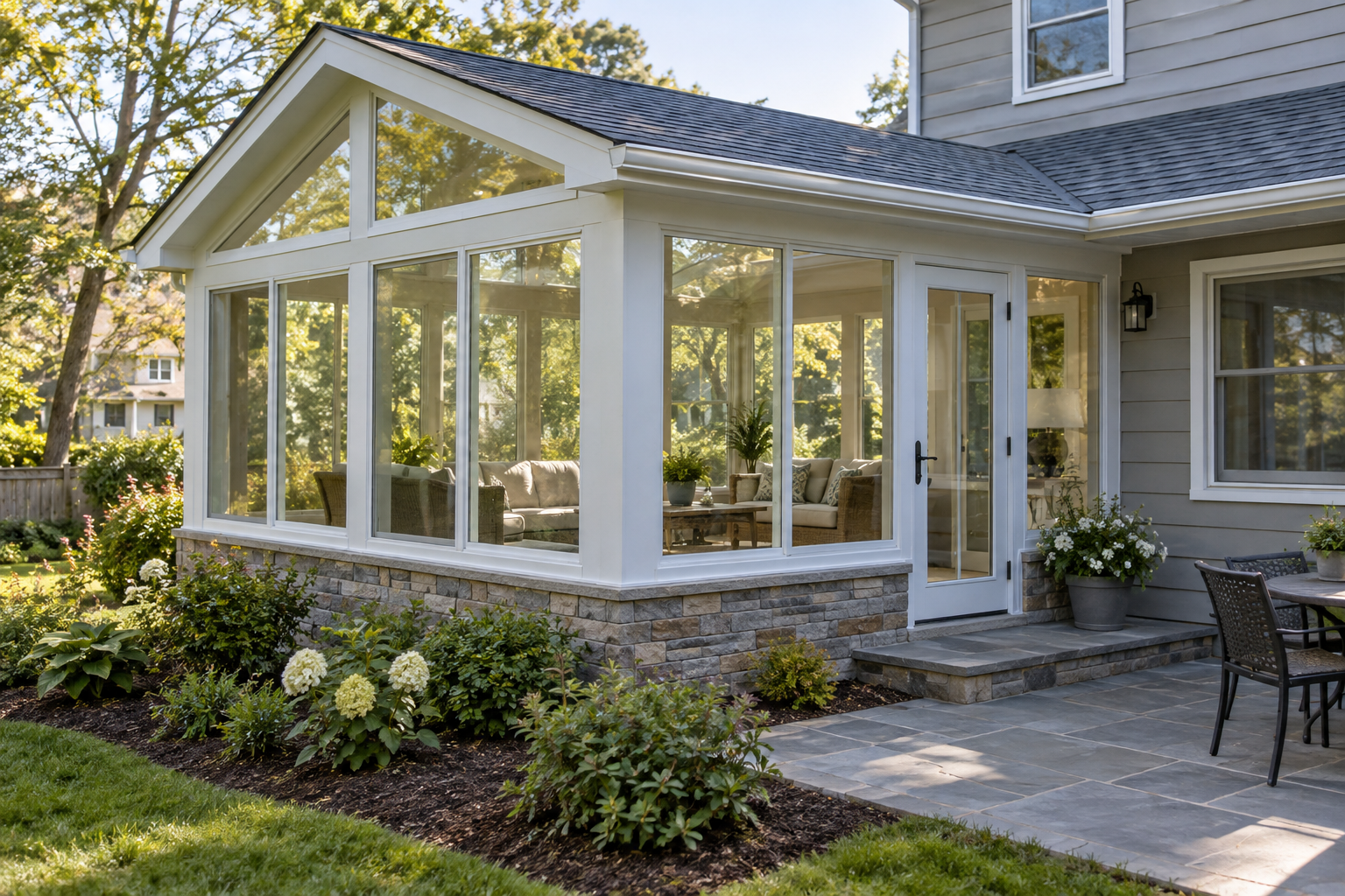 Illustration of a finished sunroom addition
